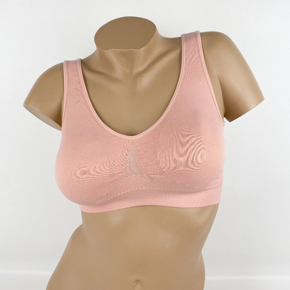 Women's Wireless Marilyn Monroe Bra Bralette size L Pink Salmon Stretch Fabric